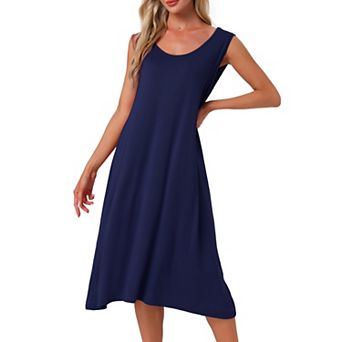Women's Cotton Long Nightgown Sleeveless Sleepwear Nightshirt Sleep Dress Full Slip Lounge Dress