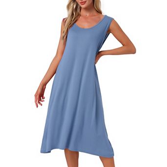 Women's Cotton Long Nightgown Sleeveless Sleepwear Nightshirt Sleep Dress Full Slip Lounge Dress