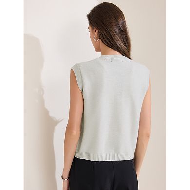 Women's Sweater Vest Sleeveless Crew Neck Lightweight Button Down Crochet Chunky Knit Tops
