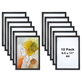Magnetic Sign Holder 12.8" x 9.4", 12 pc A4 Magnetic Display Frame Self Adhesive Reusable