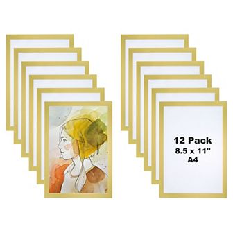 Magnetic Sign Holder 12.8" x 9.4", 12 pc A4 Magnetic Display Frame Self Adhesive Reusable