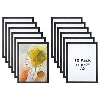 Magnetic Sign Holder 17.7" x 12.8", 12 pc A3 Magnetic Display Frame Self Adhesive Reusable