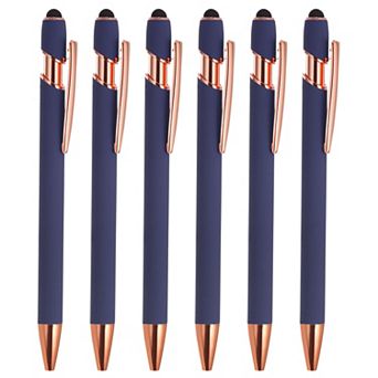 Ballpoint Pen, 6 Pack 2 in 1 Metal Pen Black Ink 1.0mm Medium Point Pen