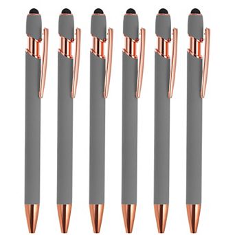 Ballpoint Pen, 6 Pack 2 in 1 Metal Pen Black Ink 1.0mm Medium Point Pen