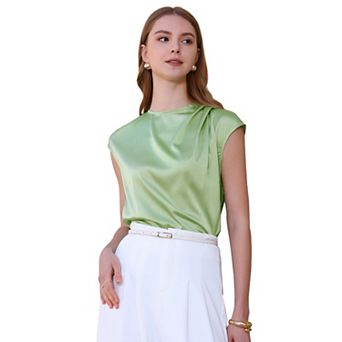 Women's Work Cap Sleeve Blouse Formal Satin Tops