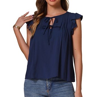 Casual Summer Tops for Women's Dressy V Neck Ruffle Short Sleeve Blouses Tops