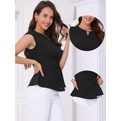 Short Sleeve Shirts for Women's V Neck Tie Front Twist Casual Tunic Tops