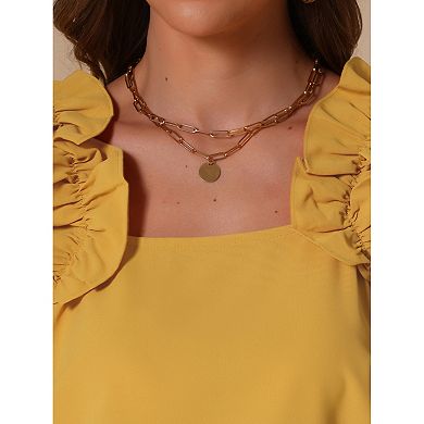 Sleeveless Top for Women's Ruffle Trim Square Neck Solid Casual Blouse Shirts
