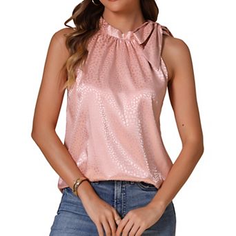 Leopard Tops for Women's Mock Neck Tie Sleeveless Casual Shirts Summer Outfits