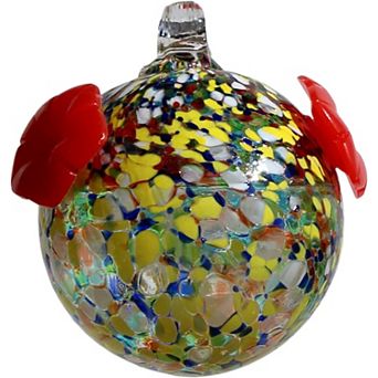 Gift Essentials 4" Multicolor Glass Hanging Hummingbird Feeders - 8 Ounce