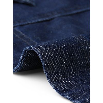 Denim Dress for Women's Casual Button Down Short Sleeves Belted Midi Dress