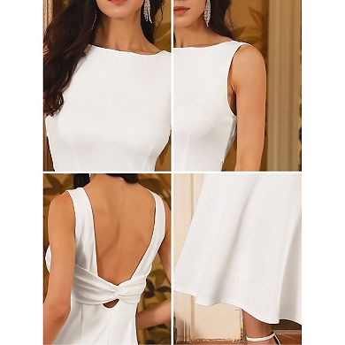 Women's Boat Neck Dresses Sleeveless Elegant Cocktail Maxi Dress