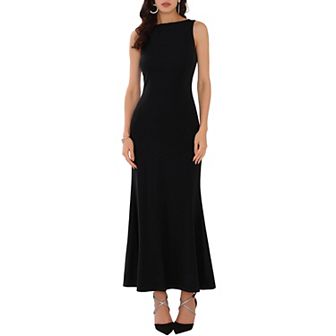 Women's Boat Neck Dresses Sleeveless Elegant Cocktail Maxi Dress
