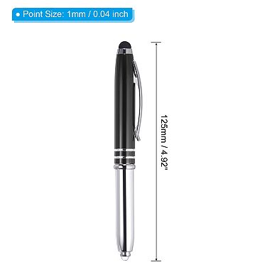 Ballpoint Pen with LED Flashlight, 5 Pack 3 in 1 Metal Pen Black Ink