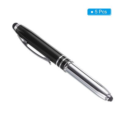 Ballpoint Pen with LED Flashlight, 5 Pack 3 in 1 Metal Pen Black Ink