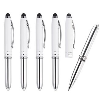 Ballpoint Pen with LED Flashlight, 5 Pack 3 in 1 Metal Pen Black Ink