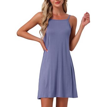 Womens Nightgown Modal Soft Spaghetti Dress Crewneck Sleepwear for Women