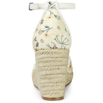 Women's Closed Toe Espadrille Platform Heels Lace Wedge Sandals