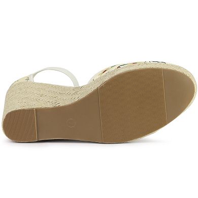 Women's Closed Toe Espadrille Platform Heels Lace Wedge Sandals