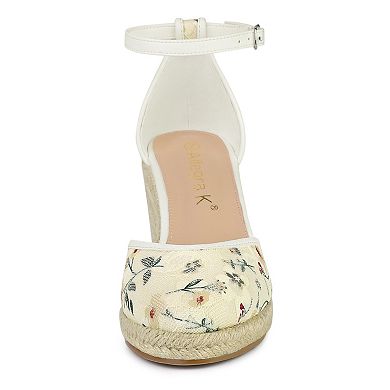 Women's Closed Toe Espadrille Platform Heels Lace Wedge Sandals