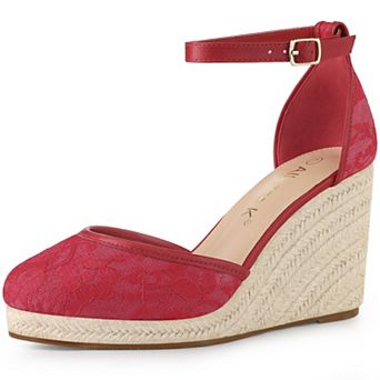 Women's Closed Toe Espadrille Platform Heels Lace Wedge Sandals