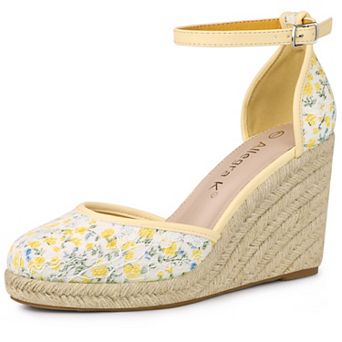 Women's Closed Toe Espadrille Platform Heels Lace Wedge Sandals