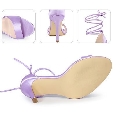 Lace Up Satin Heel Stiletto Heel Sandals for Women