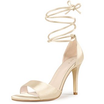 Lace Up Satin Heel Stiletto Heel Sandals for Women
