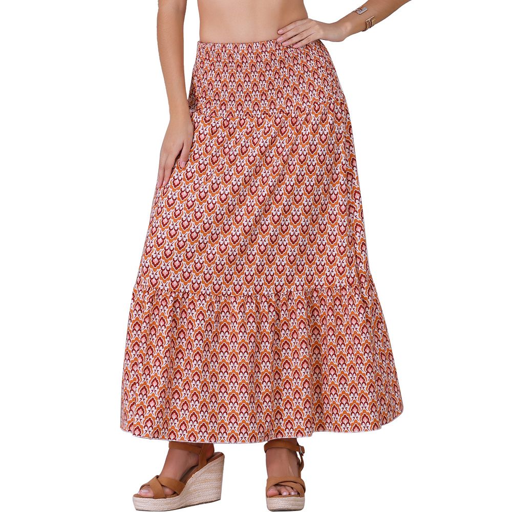 Floral Print Maxi Skirt Comfortable Casual Summer Skirt