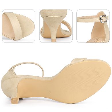Open Toe Ankle Strap Kitten Heels Sandals for Women
