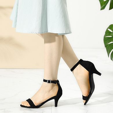 Open Toe Ankle Strap Kitten Heels Sandals for Women