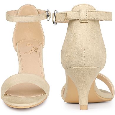 Open Toe Ankle Strap Kitten Heels Sandals for Women
