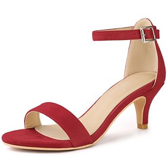 Open Toe Ankle Strap Kitten Heels Sandals for Women