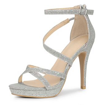 Platform Glitter Strappy Stiletto Heels Sandals for Women