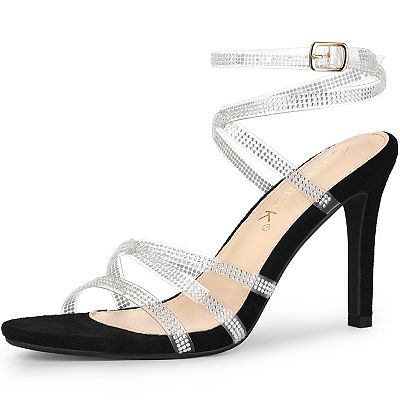 Women's Elegant Rhinestone Clear Strap Strappy Stiletto Heels