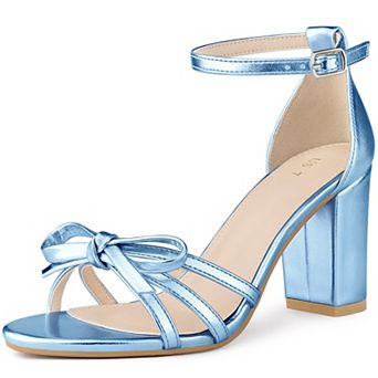 Women's Bow Decor Ankle Strap Block Heels Sandals