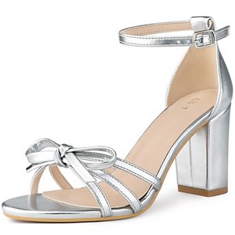 Women's Bow Decor Ankle Strap Block Heels Sandals