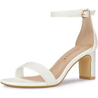 Women's Glitter Ankle Strap Chunky Heeled Sandals