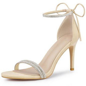 Rhinestone Ankle Tie Stiletto Heels Sandals for Women