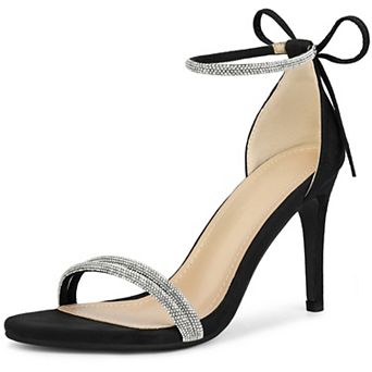 Rhinestone Ankle Tie Stiletto Heels Sandals for Women