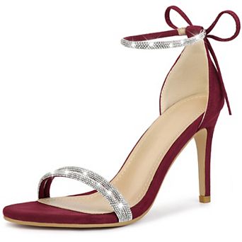 Rhinestone Ankle Tie Stiletto Heels Sandals for Women