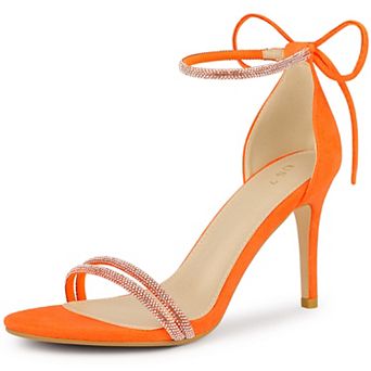 Rhinestone Ankle Tie Stiletto Heels Sandals for Women
