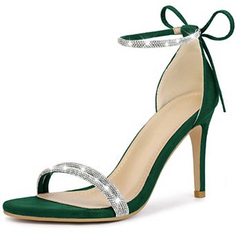 Rhinestone Ankle Tie Stiletto Heels Sandals for Women