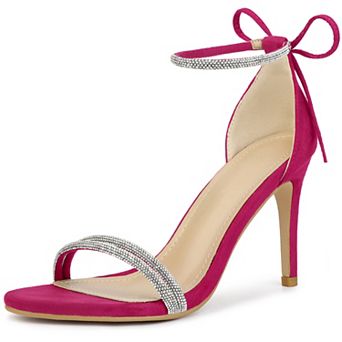 Rhinestone Ankle Tie Stiletto Heels Sandals for Women