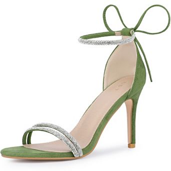 Rhinestone Ankle Tie Stiletto Heels Sandals for Women