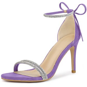 Rhinestone Ankle Tie Stiletto Heels Sandals for Women