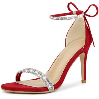 Rhinestone Ankle Tie Stiletto Heels Sandals for Women
