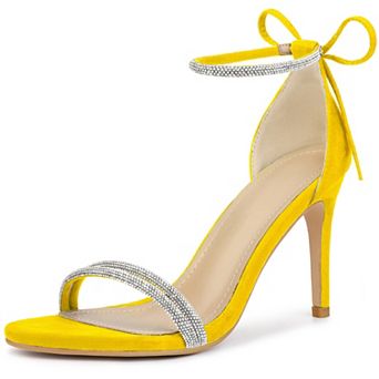 Rhinestone Ankle Tie Stiletto Heels Sandals for Women