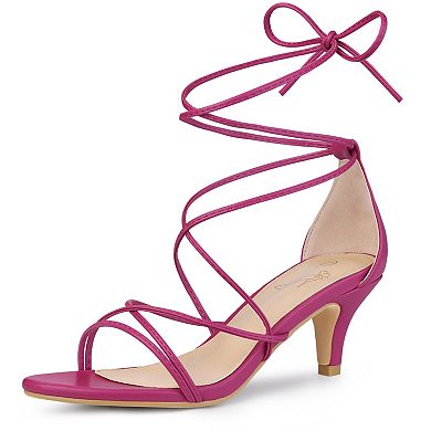 Strappy Lace Up Kitten Heels Sandals for Women