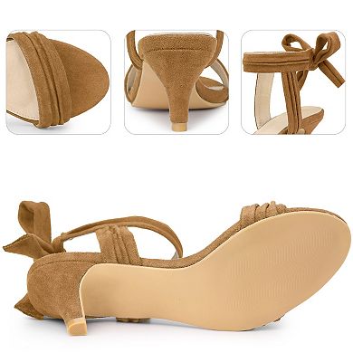 Open Toe Ankle Tie Bridal Kitten Heels Sandals for Women